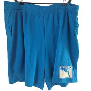 Puma NWT Athletic Shorts Graphic Logo Activewear Casual‎ Blue 4XL